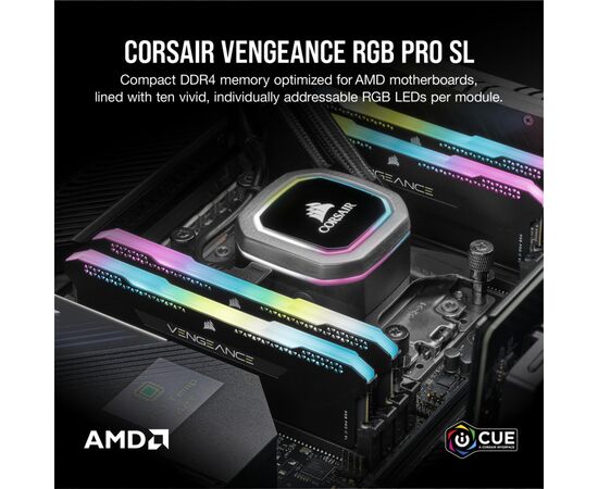 Модуль памяти для компьютера DDR4 16GB (2x8GGB) 3600 MHz Vengeance RGB Pro SL Black Corsair (CMH16GX4M2D3600C18), изображение 5 Модуль памяти для компьютера DDR4 16GB (2x8GGB) 3600 MHz Vengeance RGB Pro SL Black Corsair (CMH16GX4M2D3600C18), изображение 5