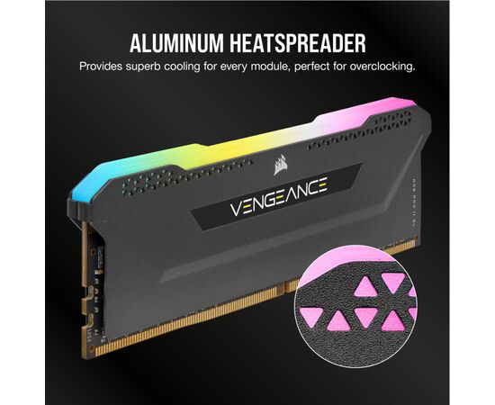 Модуль памяти для компьютера DDR4 16GB (2x8GGB) 3600 MHz Vengeance RGB Pro SL Black Corsair (CMH16GX4M2D3600C18), изображение 7 Модуль памяти для компьютера DDR4 16GB (2x8GGB) 3600 MHz Vengeance RGB Pro SL Black Corsair (CMH16GX4M2D3600C18), изображение 7