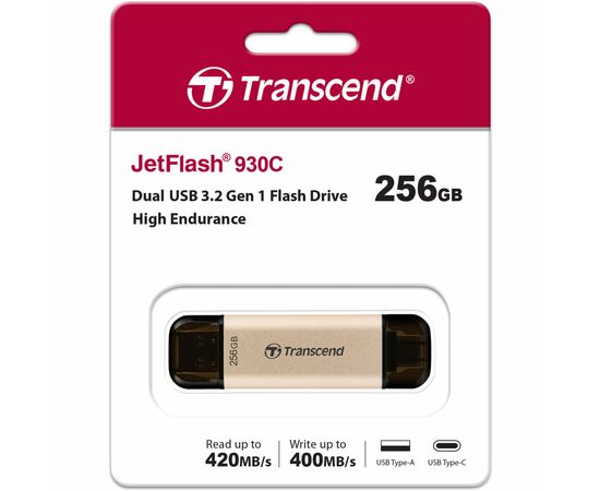USB флеш накопитель Transcend 256GB JetFlash 930 Gold-Black USB 3.2/Type-C (TS256GJF930C), изображение 8 USB флеш накопитель Transcend 256GB JetFlash 930 Gold-Black USB 3.2/Type-C (TS256GJF930C), изображение 8