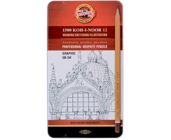 Олівець графітний Koh-i-Noor 1502.III Graphic, 5В-5Н, 12 шт. (1502012009PL)