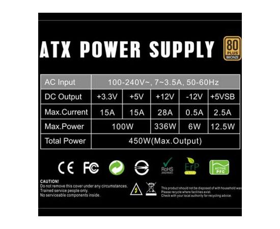 Блок питания Gamemax 450W (GP-450), изображение 5 Блок питания Gamemax 450W (GP-450), изображение 5