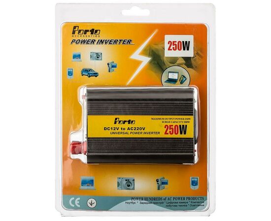 Автомобильный инвертор 12V/220V 250W, USB Porto (MND-250), изображение 6 Автомобильный инвертор 12V/220V 250W, USB Porto (MND-250), изображение 6