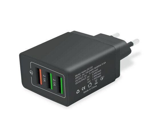 Зарядное устройство XoKo QC-305 3 USB 5.1A Black (QC-305-BK)