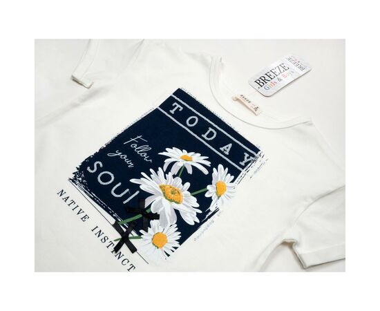 Футболка детская Breeze с ромашками (13519-116G-beige), изображение 3