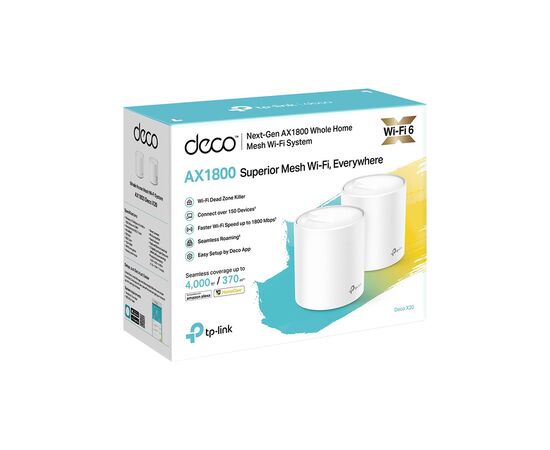 Точка доступу Wi-Fi TP-Link DECO X20 2PK AX1800 1xGE LAN 1xGE WAN MU-MIMO OFDMA MESH (DECO-X20-2-PACK), зображення 6 Точка доступу Wi-Fi TP-Link DECO X20 2PK AX1800 1xGE LAN 1xGE WAN MU-MIMO OFDMA MESH (DECO-X20-2-PACK), зображення 6