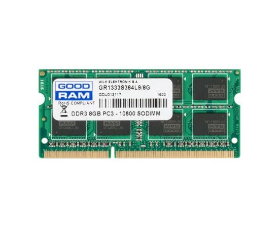 Модуль пам'яті для ноутбука SoDIMM DDR3 8GB 1333 MHz Goodram (GR1333S364L9/8G)