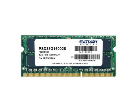 Модуль памяти для ноутбука SoDIMM DDR3 8GB 1600 MHz Patriot (PSD38G16002S)