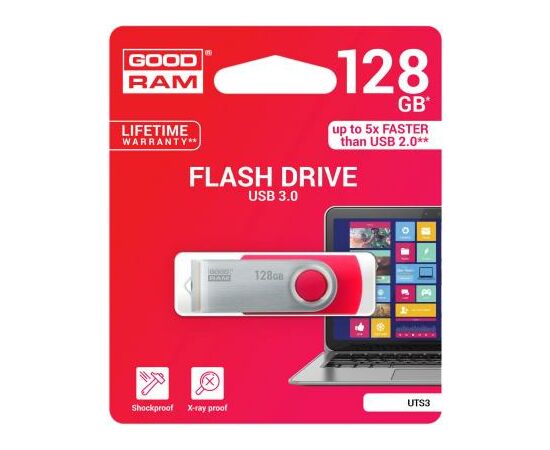 USB флеш накопитель Goodram 128GB UTS3 Twister Red USB 3.0 (UTS3-1280R0R11), изображение 3 USB флеш накопитель Goodram 128GB UTS3 Twister Red USB 3.0 (UTS3-1280R0R11), изображение 3