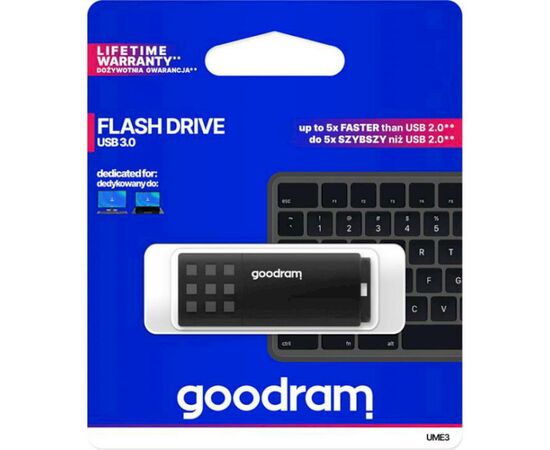 USB флеш накопитель Goodram 128GB UME3 Black USB 3.0 (UME3-1280K0R11), изображение 3 USB флеш накопитель Goodram 128GB UME3 Black USB 3.0 (UME3-1280K0R11), изображение 3
