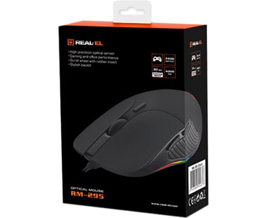 Мышка REAL-EL RM-295 USB Black, изображение 8 Мышка REAL-EL RM-295 USB Black, изображение 8