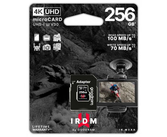 Карта памяти Goodram 256GB microSDXC class 10 UHS-I/U3 IRDM (IR-M3AA-2560R12), изображение 3 Карта памяти Goodram 256GB microSDXC class 10 UHS-I/U3 IRDM (IR-M3AA-2560R12), изображение 3