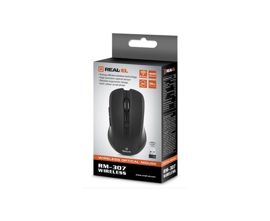 Мышка REAL-EL RM-307 Wireless Black, изображение 10 Мышка REAL-EL RM-307 Wireless Black, изображение 10