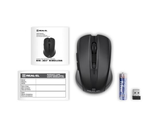 Мышка REAL-EL RM-307 Wireless Black, изображение 9 Мышка REAL-EL RM-307 Wireless Black, изображение 9