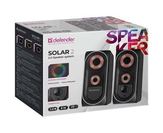 Акустическая система Defender Solar 2 Black (65402), изображение 3 Акустическая система Defender Solar 2 Black (65402), изображение 3