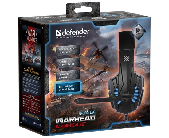 Навушники Defender Warhead G-390 LED Black-blue (64039), зображення 6 Навушники Defender Warhead G-390 LED Black-blue (64039), зображення 6