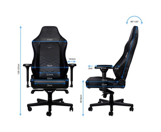 Кресло игровое Noblechairs Hero Black/Blue (NBL-HRO-PU-BBL), изображение 9 Кресло игровое Noblechairs Hero Black/Blue (NBL-HRO-PU-BBL), изображение 9
