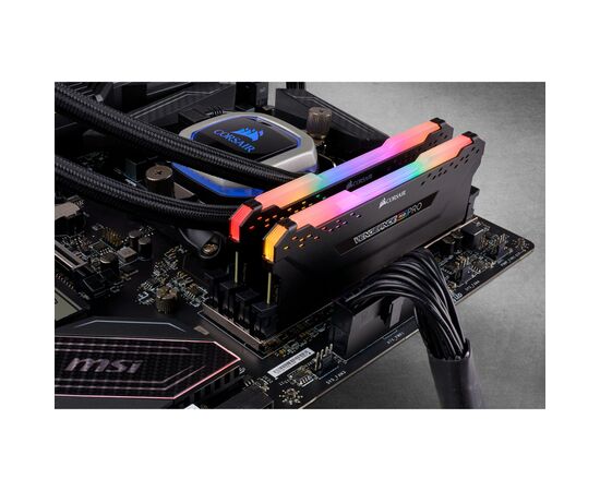 Модуль пам'яті для комп'ютера DDR4 16GB (2x8GB) 3600 MHz Vengeance RGB Pro Black Corsair (CMW16GX4M2D3600C18), зображення 4 Модуль пам'яті для комп'ютера DDR4 16GB (2x8GB) 3600 MHz Vengeance RGB Pro Black Corsair (CMW16GX4M2D3600C18), зображення 4