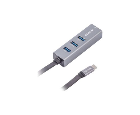 Переходник Maxxter Type-C to Gigabit Ethernet, 3 Ports USB 3.0 (NECH-3P-02), изображение 2 Переходник Maxxter Type-C to Gigabit Ethernet, 3 Ports USB 3.0 (NECH-3P-02), изображение 2