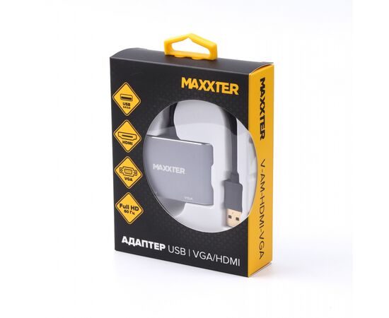 Переходник Maxxter USB to HDMI/VGA (V-AM-HDMI-VGA), изображение 4 Переходник Maxxter USB to HDMI/VGA (V-AM-HDMI-VGA), изображение 4