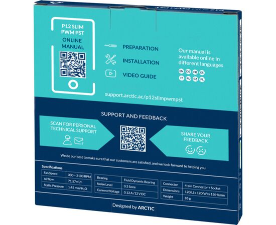 Кулер для корпуса Arctic P12 Slim PWM PST (ACFAN00187A), изображение 5 Кулер для корпуса Arctic P12 Slim PWM PST (ACFAN00187A), изображение 5