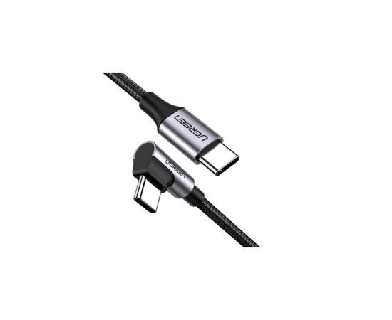 Дата кабель USB Type-C to Type-C 1.0m US255 Angled 3A (Gray\Black) Ugreen (50123)