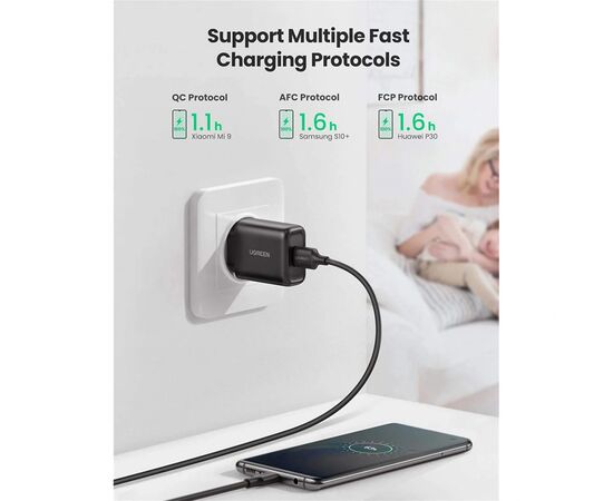 Зарядное устройство Ugreen CD122 18W USB QC 3.0 Charger (Black) (70273), изображение 3 Зарядное устройство Ugreen CD122 18W USB QC 3.0 Charger (Black) (70273), изображение 3