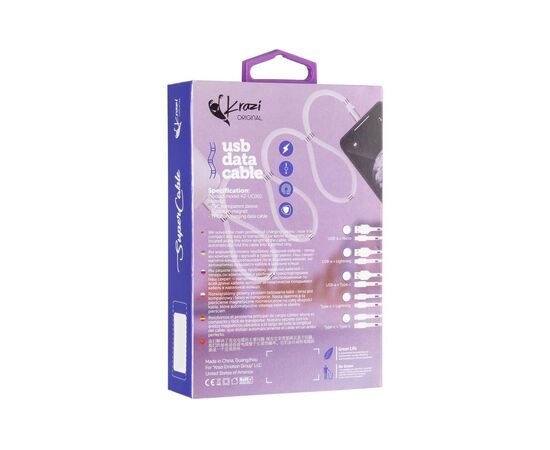 Дата кабель USB Type-C to Type-C KZ-UC001 Super White Krazi (00000079677), изображение 4 Дата кабель USB Type-C to Type-C KZ-UC001 Super White Krazi (00000079677), изображение 4