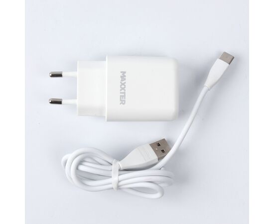 Зарядное устройство Maxxter 1 USB + cable Type-C (WC-QC-AtC-01), изображение 3 Зарядное устройство Maxxter 1 USB + cable Type-C (WC-QC-AtC-01), изображение 3