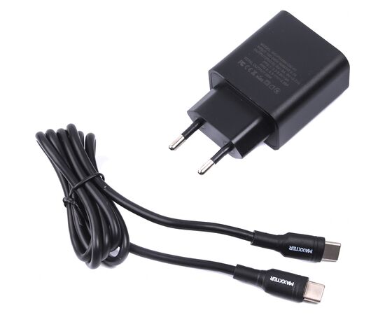 Зарядное устройство Maxxter 1 USB Type-C + cable Type-C to Type-C (WC-PD25W-CtC-01), изображение 4 Зарядное устройство Maxxter 1 USB Type-C + cable Type-C to Type-C (WC-PD25W-CtC-01), изображение 4