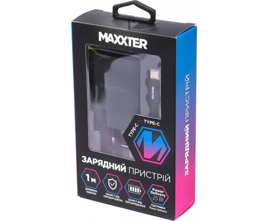 Зарядное устройство Maxxter 1 USB Type-C + cable Type-C to Type-C (WC-PD25W-CtC-01), изображение 5 Зарядное устройство Maxxter 1 USB Type-C + cable Type-C to Type-C (WC-PD25W-CtC-01), изображение 5