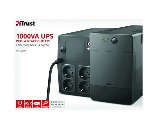Источник бесперебойного питания Trust Paxxon 1000VA UPS 4 Outlets (23504_TRUST), изображение 7 Источник бесперебойного питания Trust Paxxon 1000VA UPS 4 Outlets (23504_TRUST), изображение 7