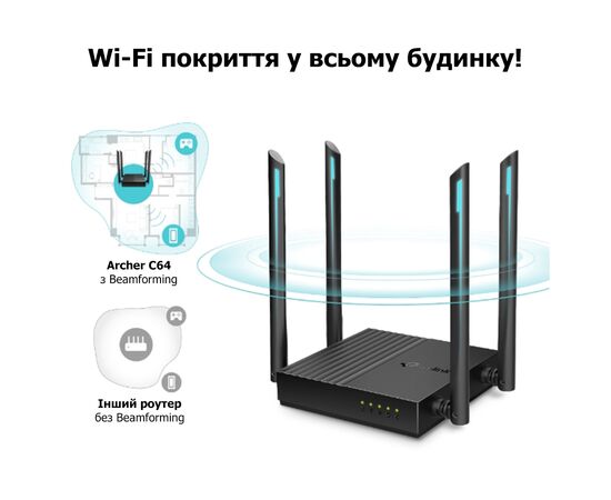 Маршрутизатор TP-Link ARCHER-C64, зображення 5 Маршрутизатор TP-Link ARCHER-C64, зображення 5