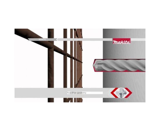 Бур Makita SDS-Plus Nemesis II 10x315 мм (B-58235), изображение 5 Бур Makita SDS-Plus Nemesis II 10x315 мм (B-58235), изображение 5