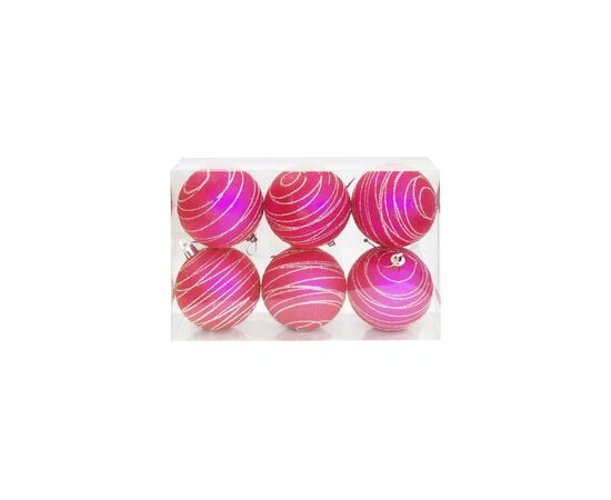 Елочная игрушка Jumi 6 шт (7 см) с узором, розовые (5900410550216)