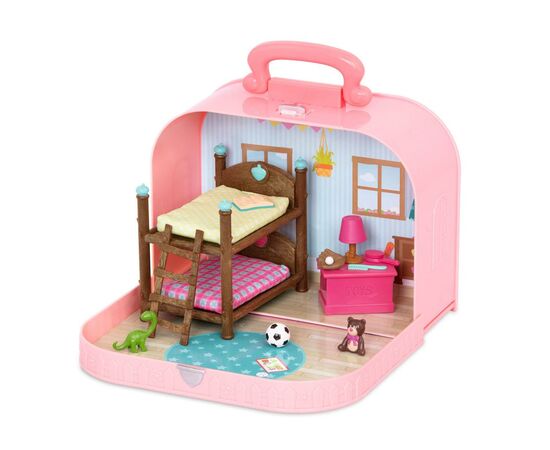 Игровой набор Li'l Woodzeez Кейс розовый, Двухэтажная кровать с аксессуарами (WZ6597Z)