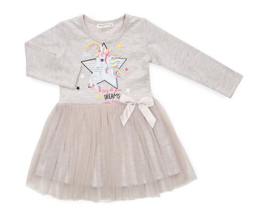 Плаття POP FASHION з фатиновою спідницею з єдинорогом (6738-98G-beige)