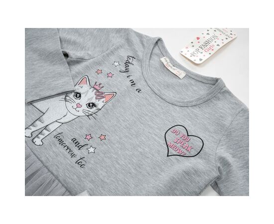 Платье POP FASHION с фатиновой юбкой с котиком (6736-104G-gray), изображение 2