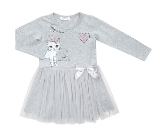 Платье POP FASHION с фатиновой юбкой с котиком (6736-110G-gray)