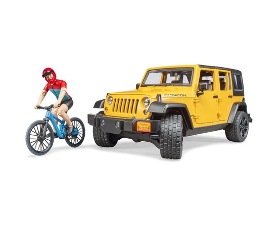 Спецтехника Bruder Джип Jeep Rubicon с фигуркой велосипедиста на спортивном бай (02543)