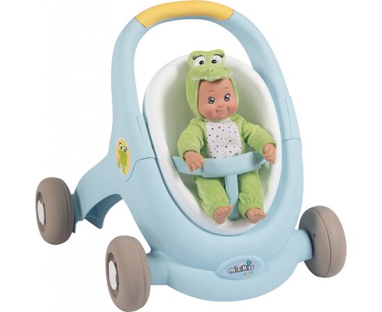 Коляска для кукол Smoby Миникисс 3в1 для прогулок Голубая (210207), изображение 6 Коляска для кукол Smoby Миникисс 3в1 для прогулок Голубая (210207), изображение 6