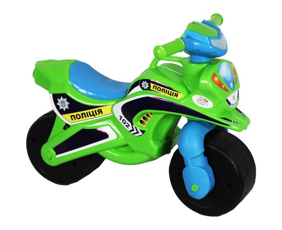 Біговел Active Baby Police музичний зелено-блакитний (0139-0152М), зображення 2 Біговел Active Baby Police музичний зелено-блакитний (0139-0152М), зображення 2