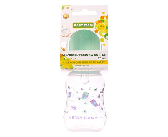 Бутылочка для кормления Baby Team с талией и силиконовой сос.125 мл (1111_мятный), изображение 2