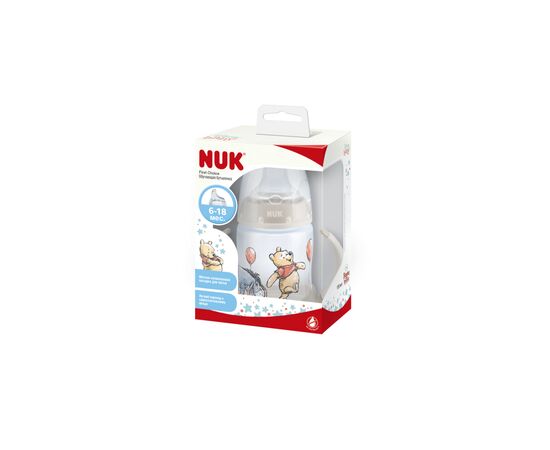 Бутылочка для кормления Nuk First Choice Винни-Пух, 150 мл, серый (3954051), изображение 2 Бутылочка для кормления Nuk First Choice Винни-Пух, 150 мл, серый (3954051), изображение 2