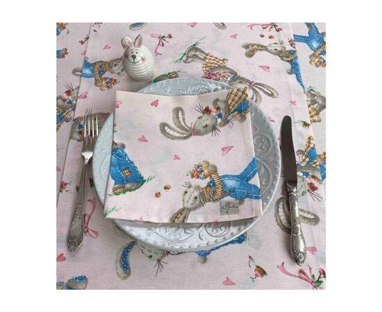 Салфетка на стол Прованс Зайчата 40х40 см (21854), изображение 2 Салфетка на стол Прованс Зайчата 40х40 см (21854), изображение 2