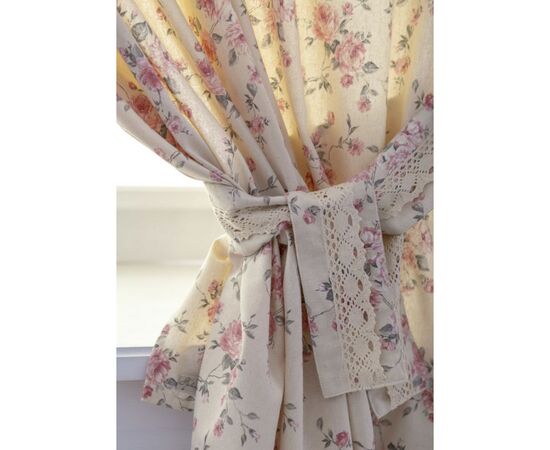 Штора Прованс Bella Розы с кружевом 134х170 см (13539), изображение 2 Штора Прованс Bella Розы с кружевом 134х170 см (13539), изображение 2