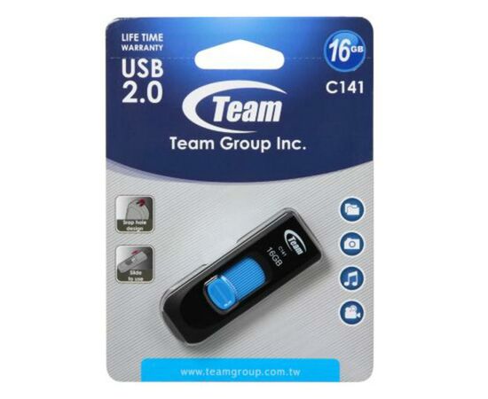 USB флеш накопитель Team 16GB C141 Blue USB 2.0 (TC14116GL01), изображение 5 USB флеш накопитель Team 16GB C141 Blue USB 2.0 (TC14116GL01), изображение 5