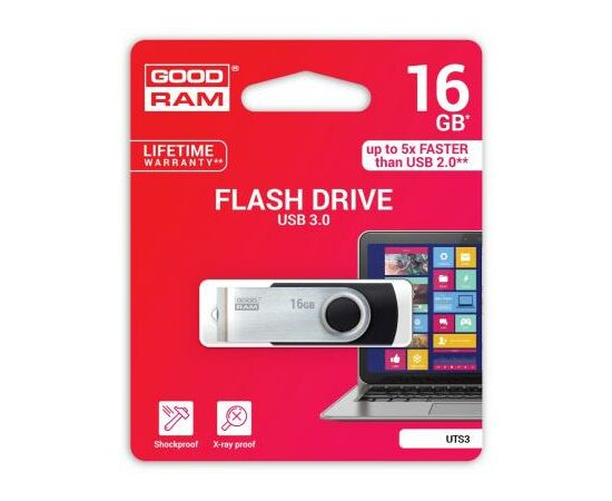 USB флеш накопитель Goodram 16GB Twister Black USB 3.0 (UTS3-0160K0R11), изображение 2 USB флеш накопитель Goodram 16GB Twister Black USB 3.0 (UTS3-0160K0R11), изображение 2