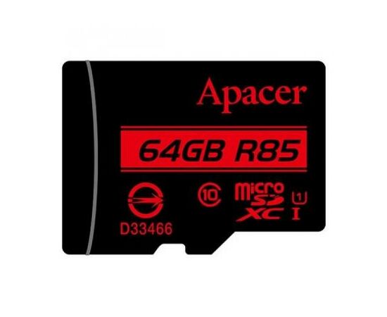 Карта памяти Apacer 64GB microSDXC class 10 UHS-I U1 (AP64GMCSX10U5-R), изображение 2 Карта памяти Apacer 64GB microSDXC class 10 UHS-I U1 (AP64GMCSX10U5-R), изображение 2