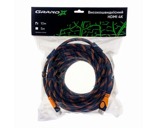 Кабель мультимедійний HDMI to HDMI 10.0m 4K Grand-X (HDN10-4K), зображення 3 Кабель мультимедійний HDMI to HDMI 10.0m 4K Grand-X (HDN10-4K), зображення 3
