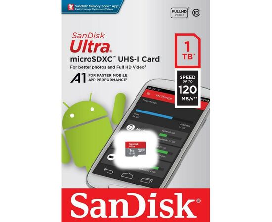 Карта памяти SanDisk 1TB microSDXC UHS-I Card A1 Class 10 (SDSQUA4-1T00-GN6MN), изображение 2 Карта памяти SanDisk 1TB microSDXC UHS-I Card A1 Class 10 (SDSQUA4-1T00-GN6MN), изображение 2